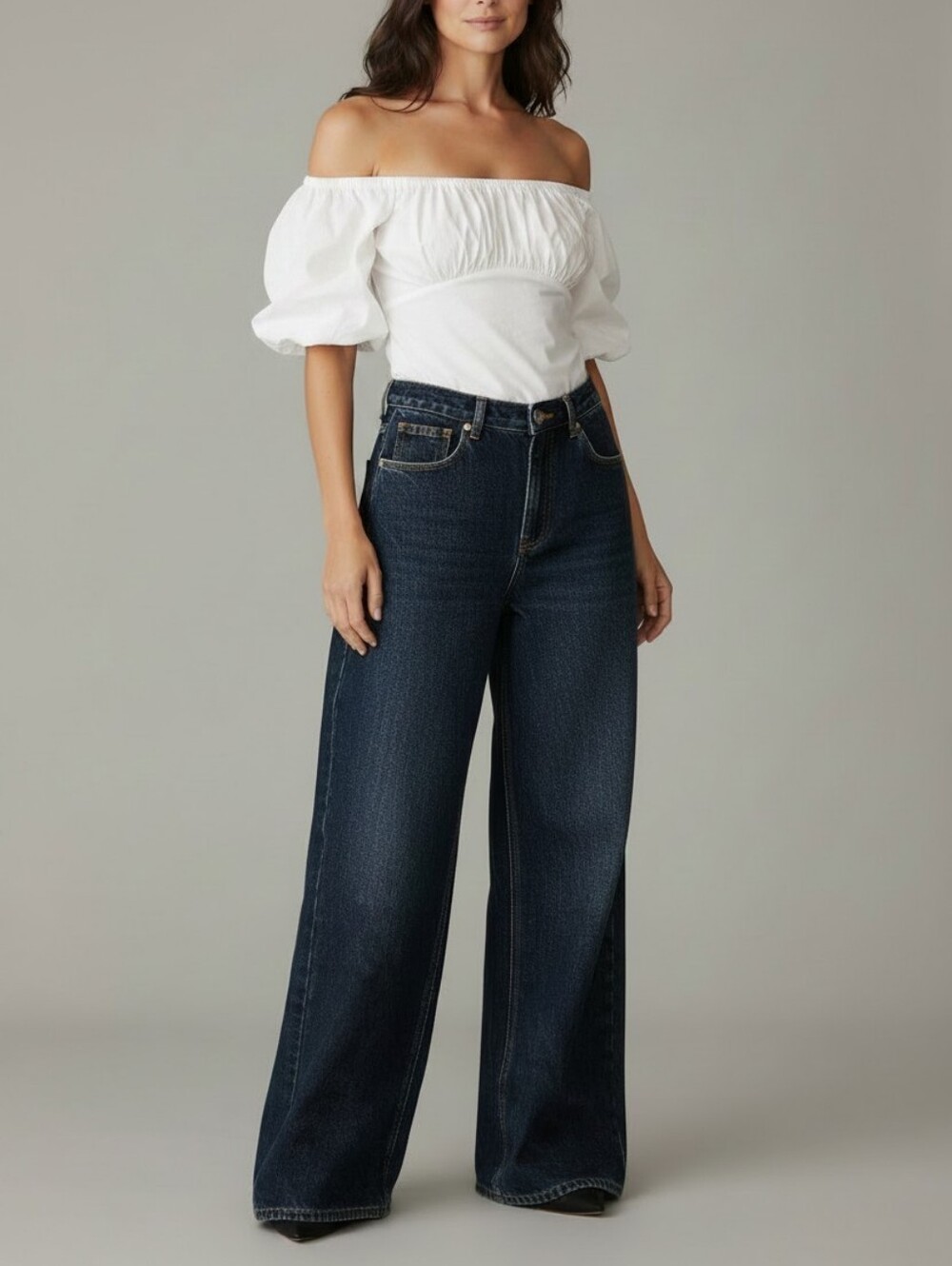 Sky Dolls Dark Wash High Waisted Wide Leg Dark Denim Jeans Size 30